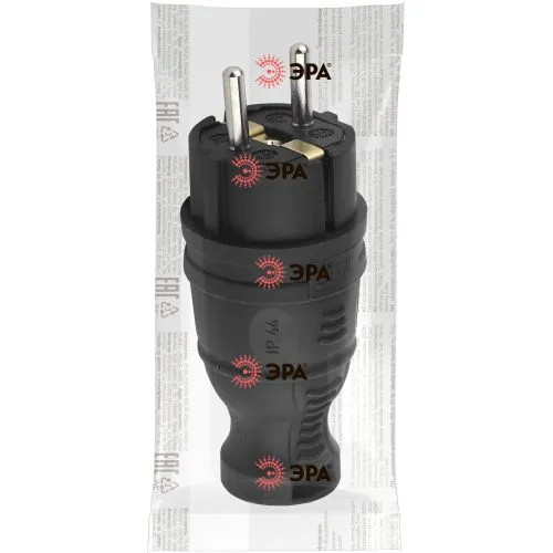 Вилка каучуковая с заземл. прям. 16А IP44 черн. Б0044540