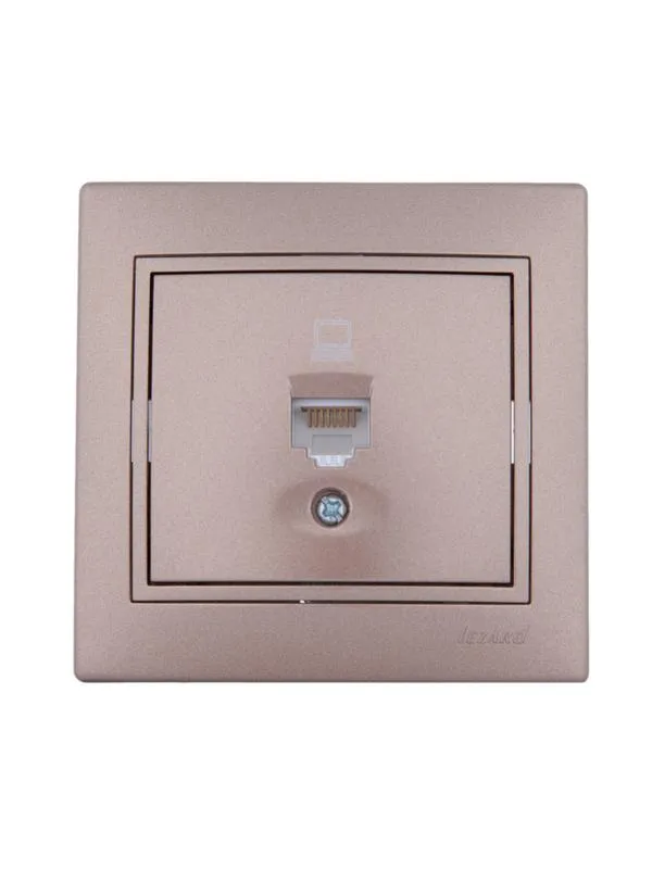 Розетка компьютерная 1-м СП Mira RJ45 16А IP20 со вставкой свет. корич. перламутр. 701-3131-139