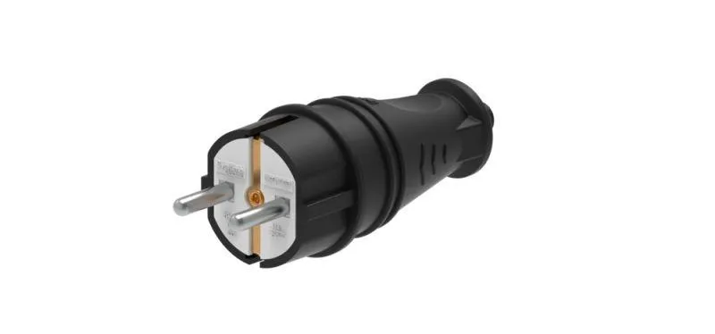 Вилка MultiSet 2К+З 16А/250В IP44 прямая каучуковая черн. SE MST4001BK