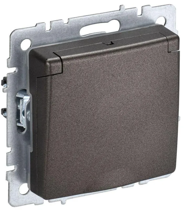 Розетка BRITE РСбш10-3-44-БрТБ 16А IP44 с заземл. защ. шторки с крышкой бронза BR-R16-16-44-K45