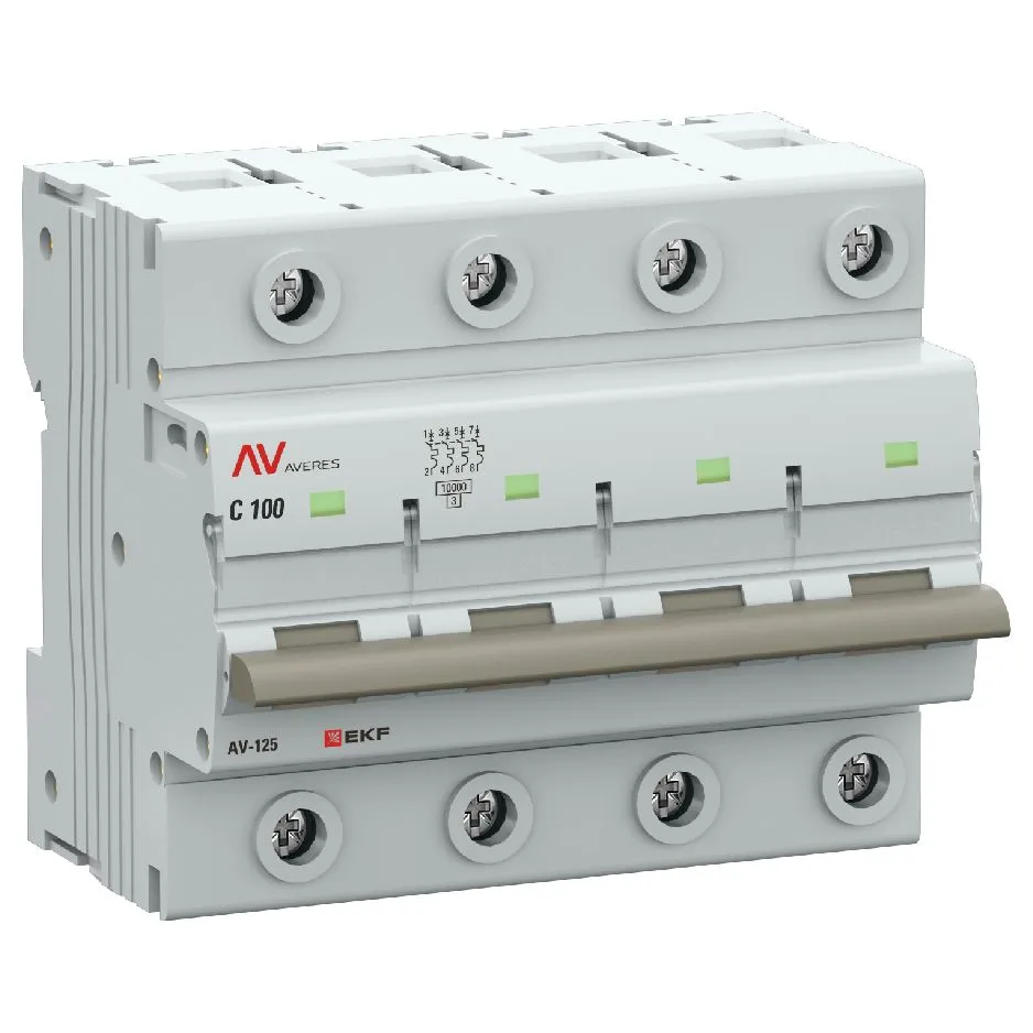Выключатель автоматический AV-125 4P 125A (C) 10kA EKF AVERES