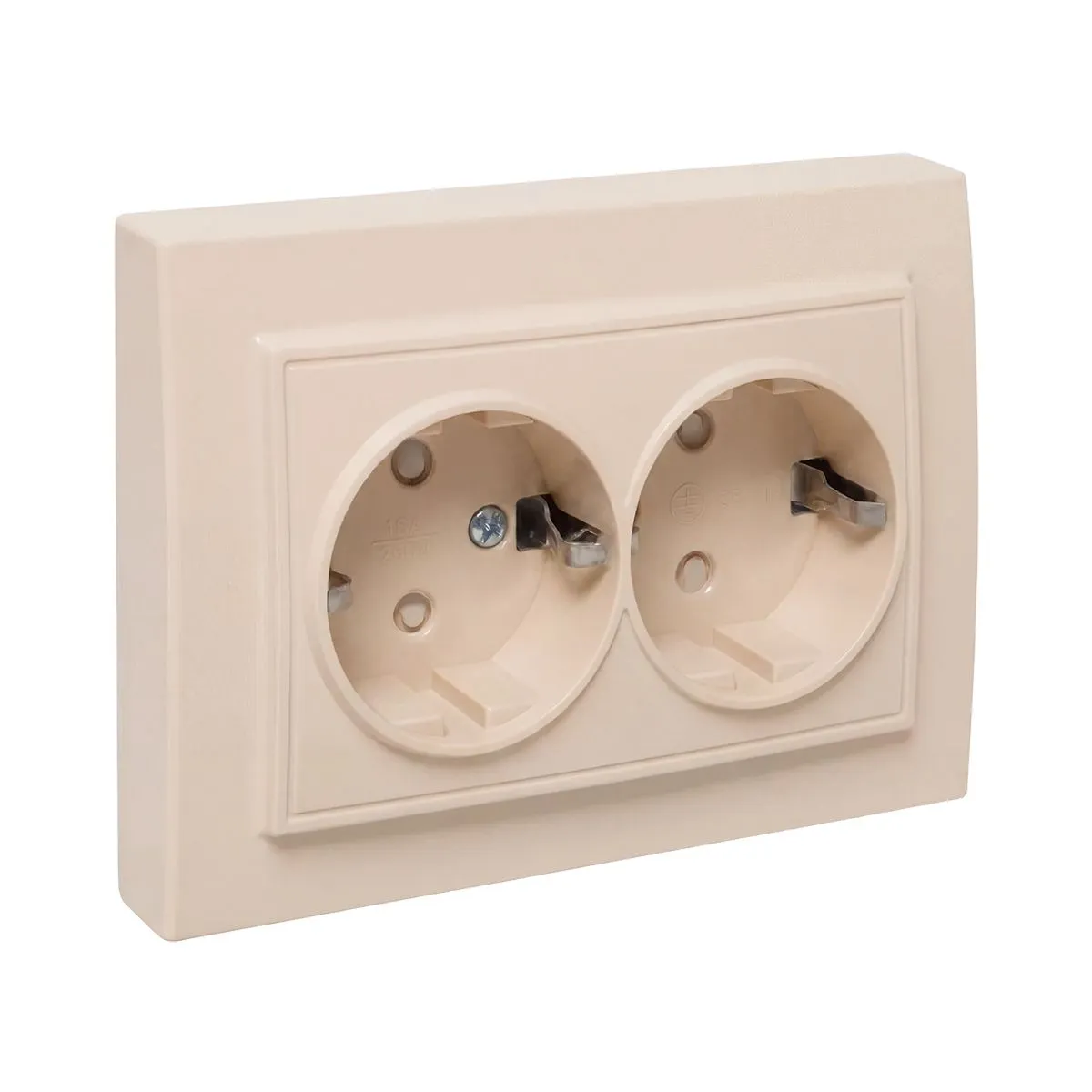 Розетка 2-м СП Минск 16А IP20 с заземл. защ. шторки бел. Basic ERR16-128-100