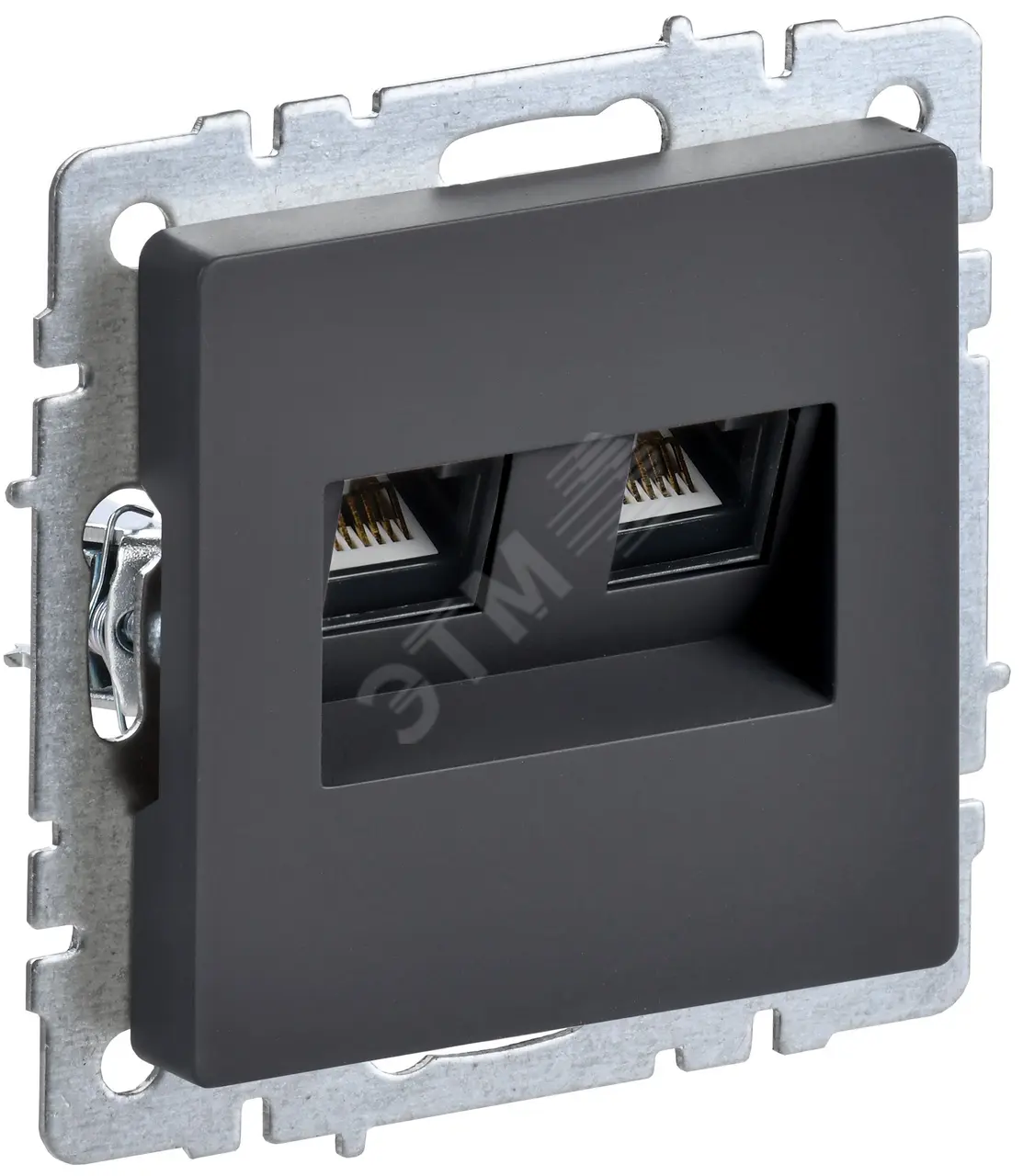 BRITE Розетка компьютерная двойная RJ45 кат.5E РК10-2-БрГ графит BR-K20-1-K53