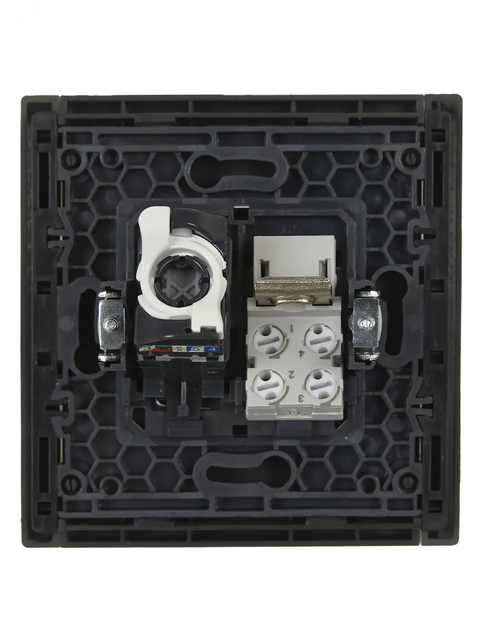 FORTE&PIANO Розетка двойная RJ11+RJ45 кат.5E FP335 серый IEK FP-KT20-O-1-K03