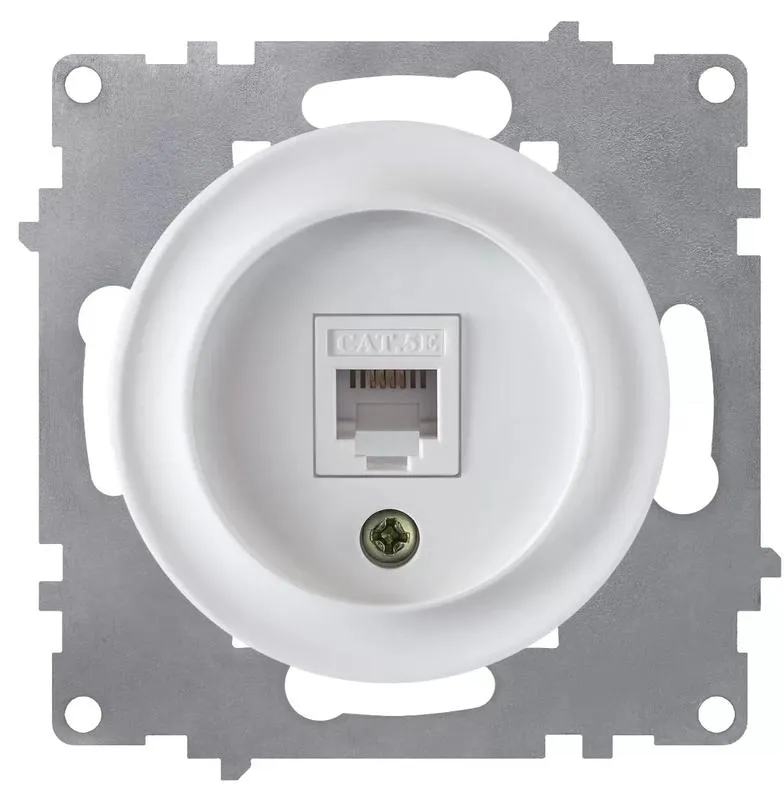 Розетка компьютерная 1-м СП Florence RJ45 кат.5E механизм бел. (1E20701300) 2172770
