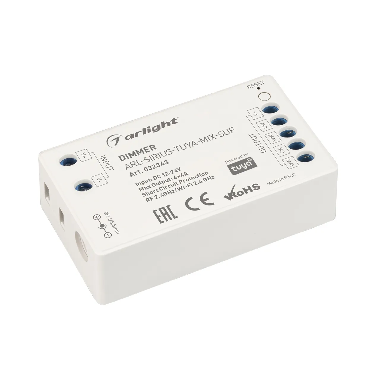 Диммер ARL-SIRIUS-TUYA-MIX-SUF (12-24V, 4x4A, 2.4G) 032343