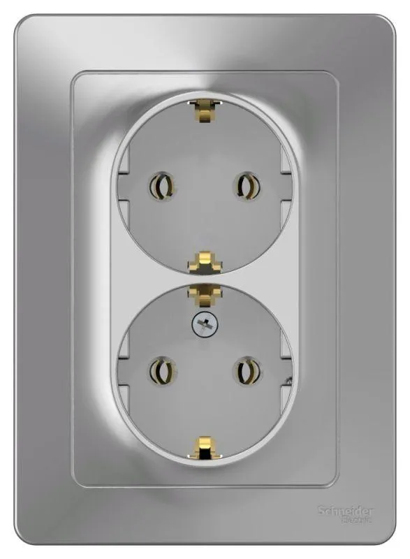 Розетка 2-м СП Blanca 16А IP20 250В с заземл. без защ. шторок алюм. SE BLNRS001023